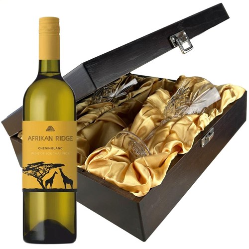 Afrikan Ridge Chenin Blanc 75cl White Wine And Glasses In Luxury Presentation Box